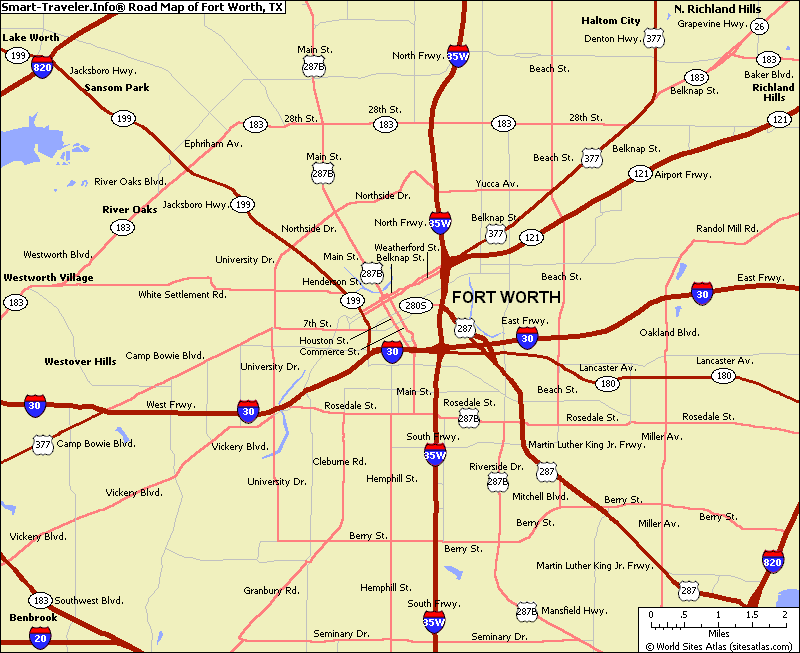 route carte de fort worth