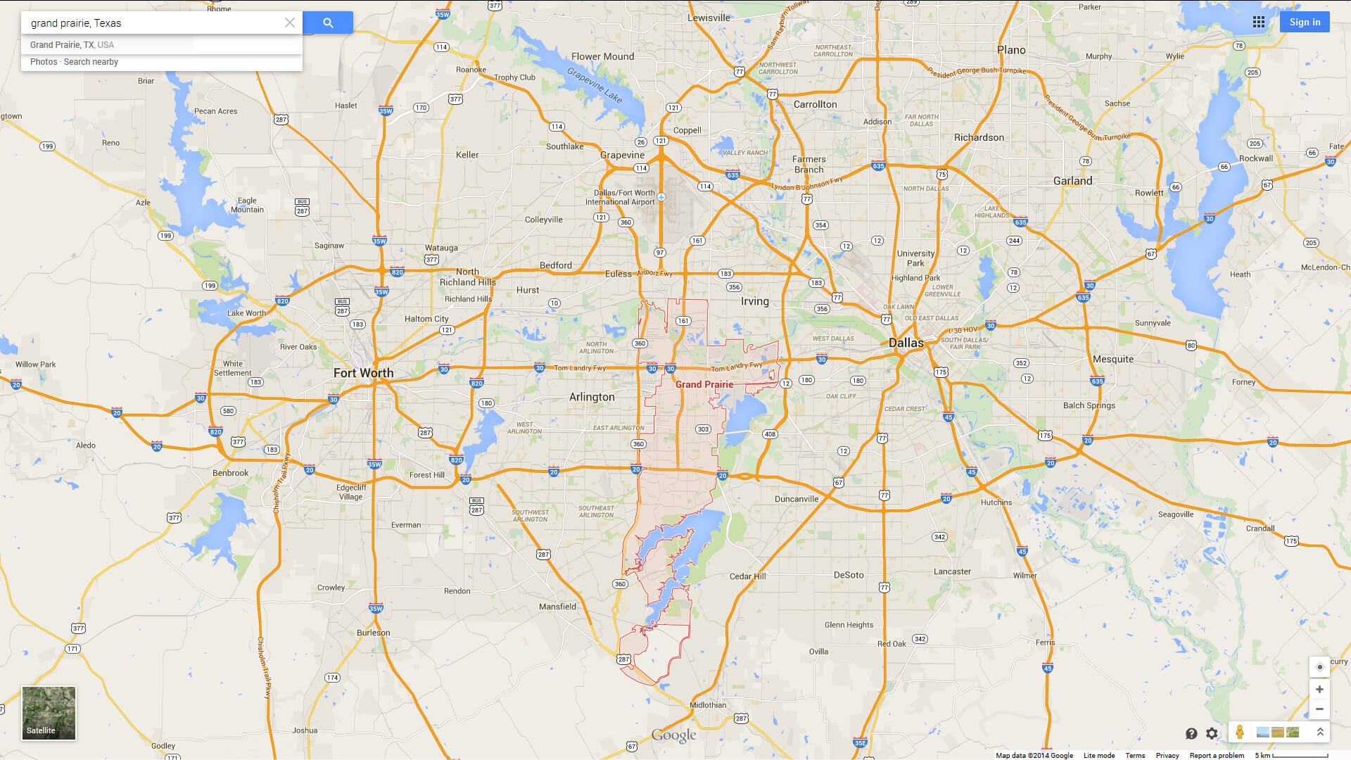 grand prairie carte texas eu