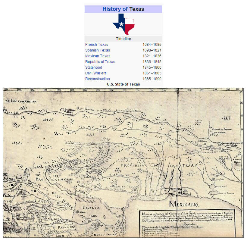 histoire de texas carte 1771