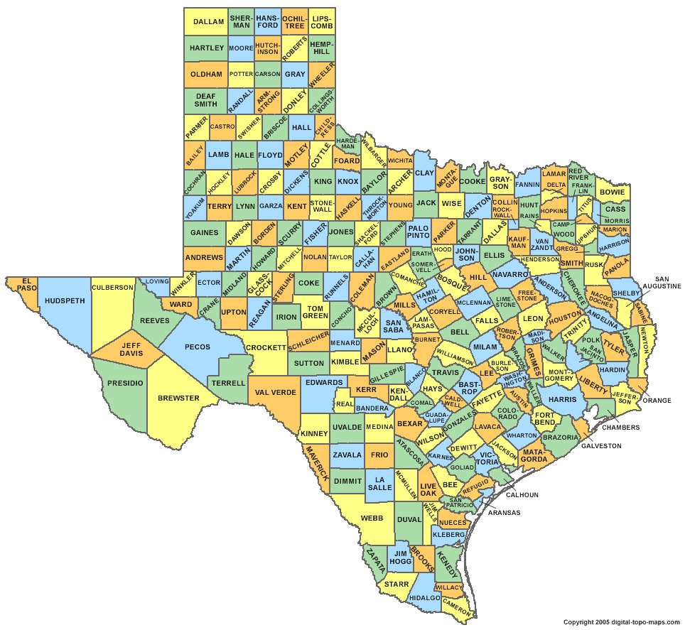 plano carte texas comtes