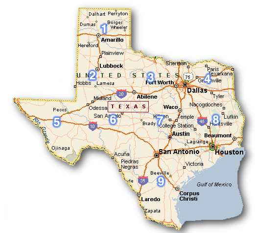 texas carte villes
