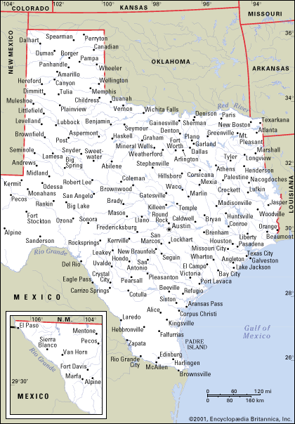 texas carte villes les villes