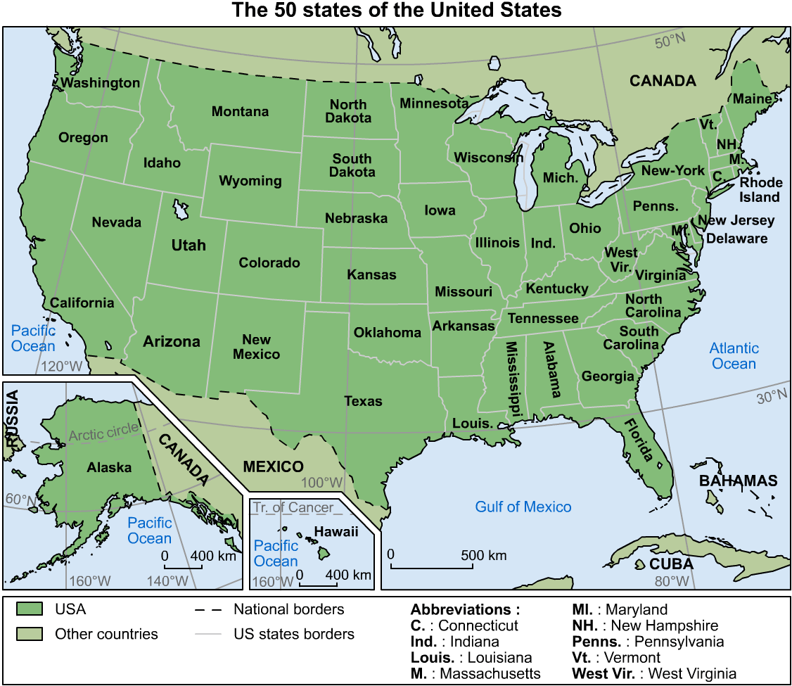US 50 Etats Carte