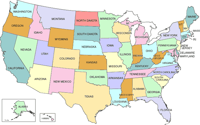 USA Carte 50 Etats
