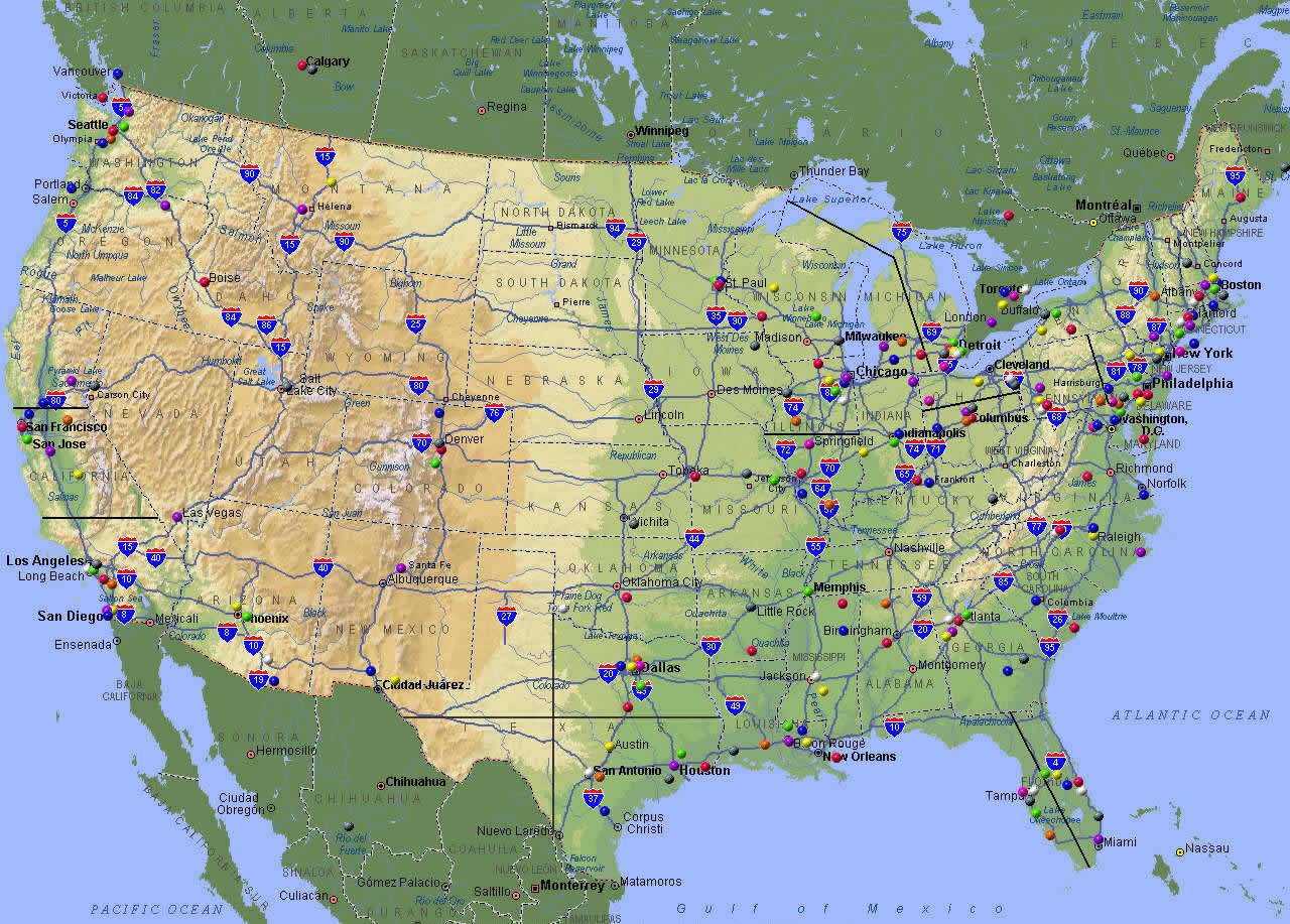 USA Autoroutes Carte