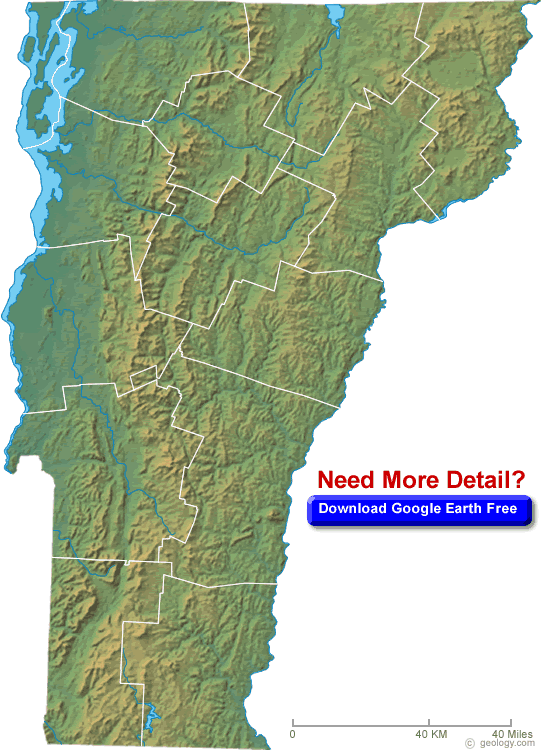 Vermont physique carte