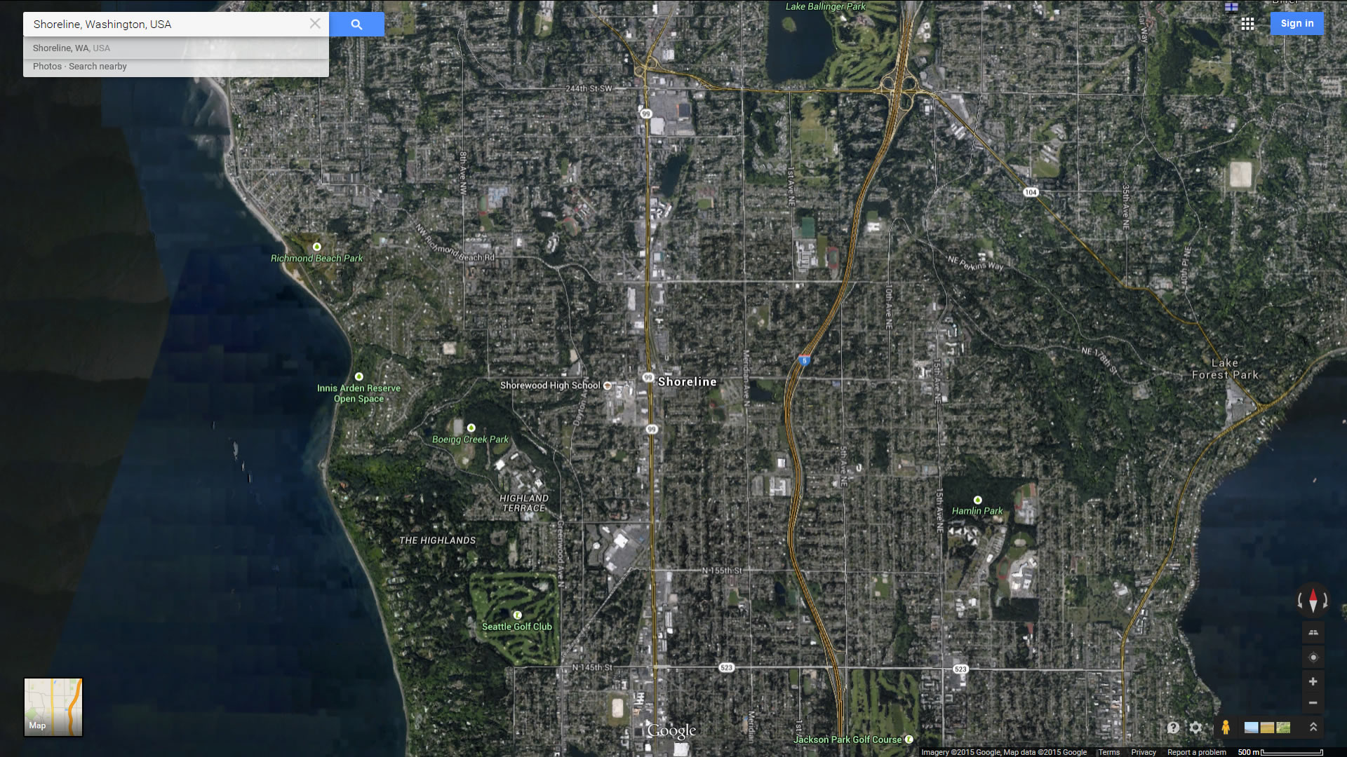 shoreline carte washington eu satellite