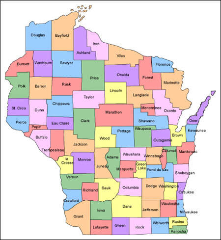 Wisconsin comte carte