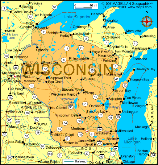 Wisconsin etat carte