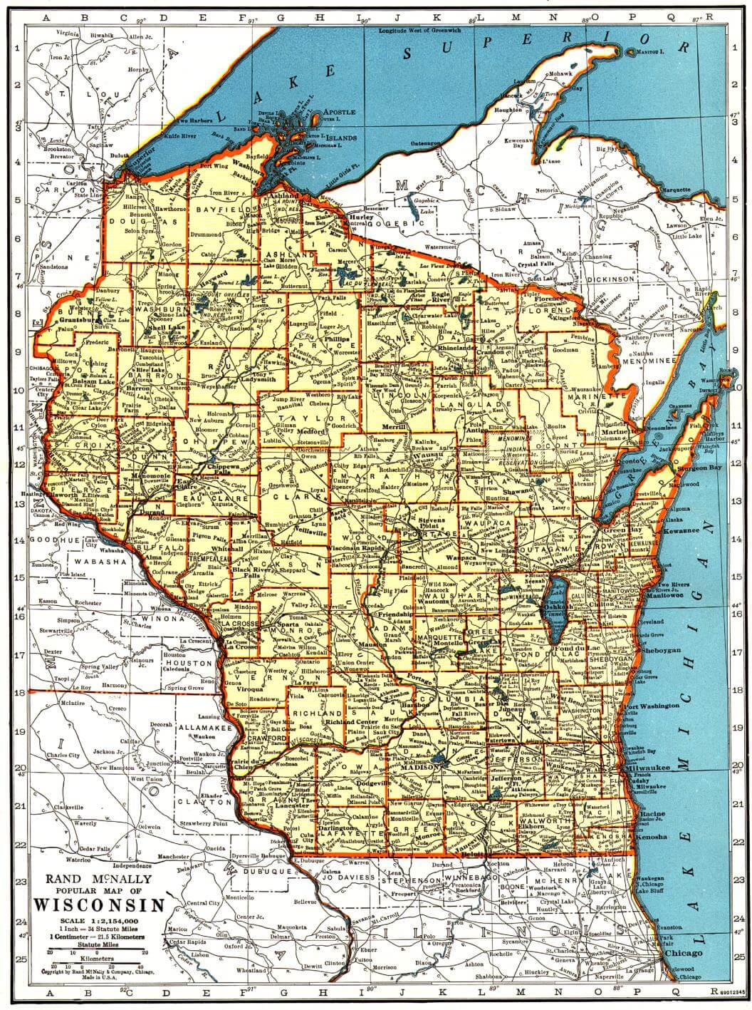 Wisconsin historique carte