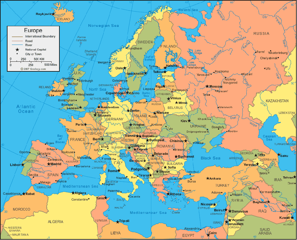 carte du europe
