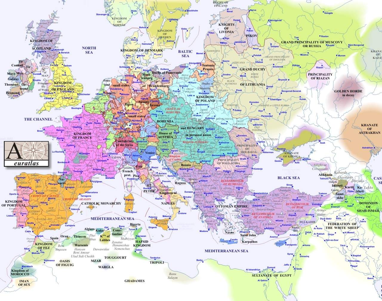 europe carte 1500