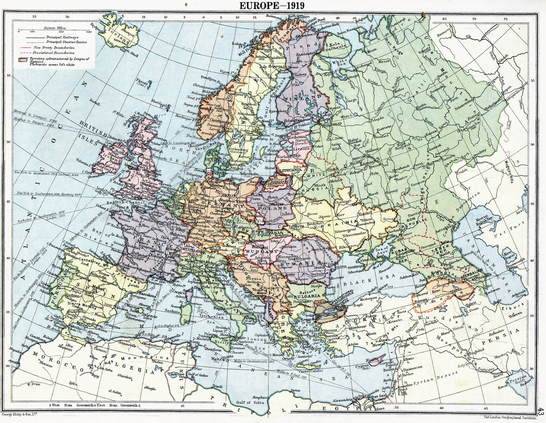 europe carte 1919