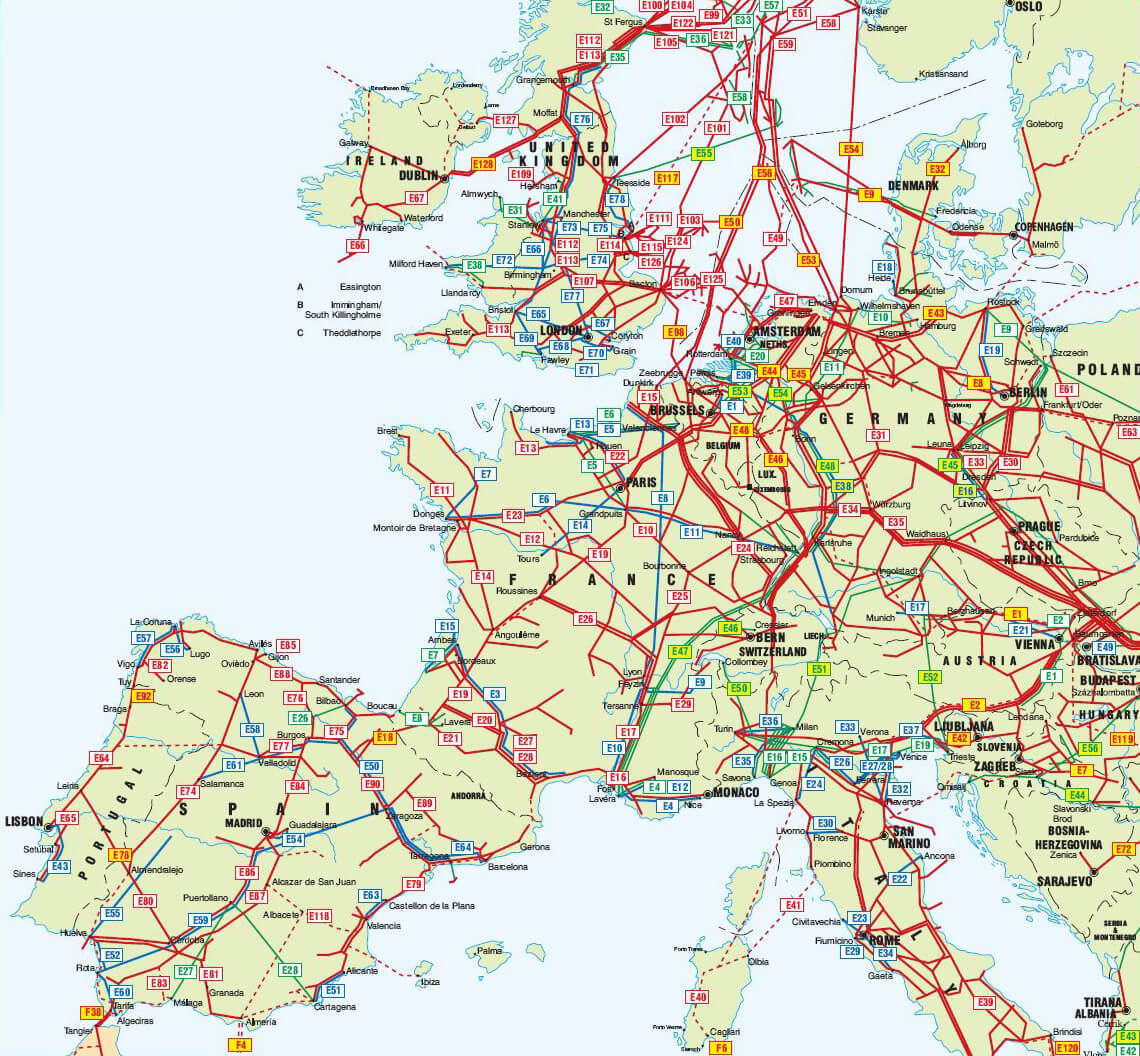 europe huile gaz canalisations carte