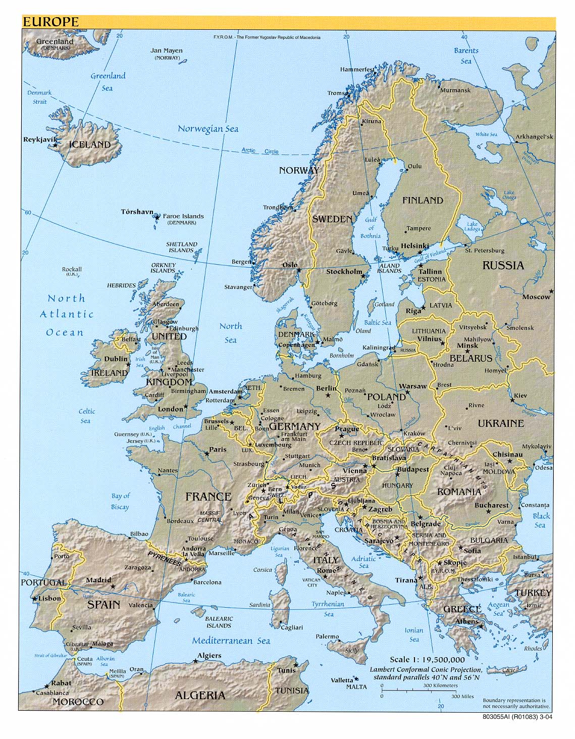 europe physique carte