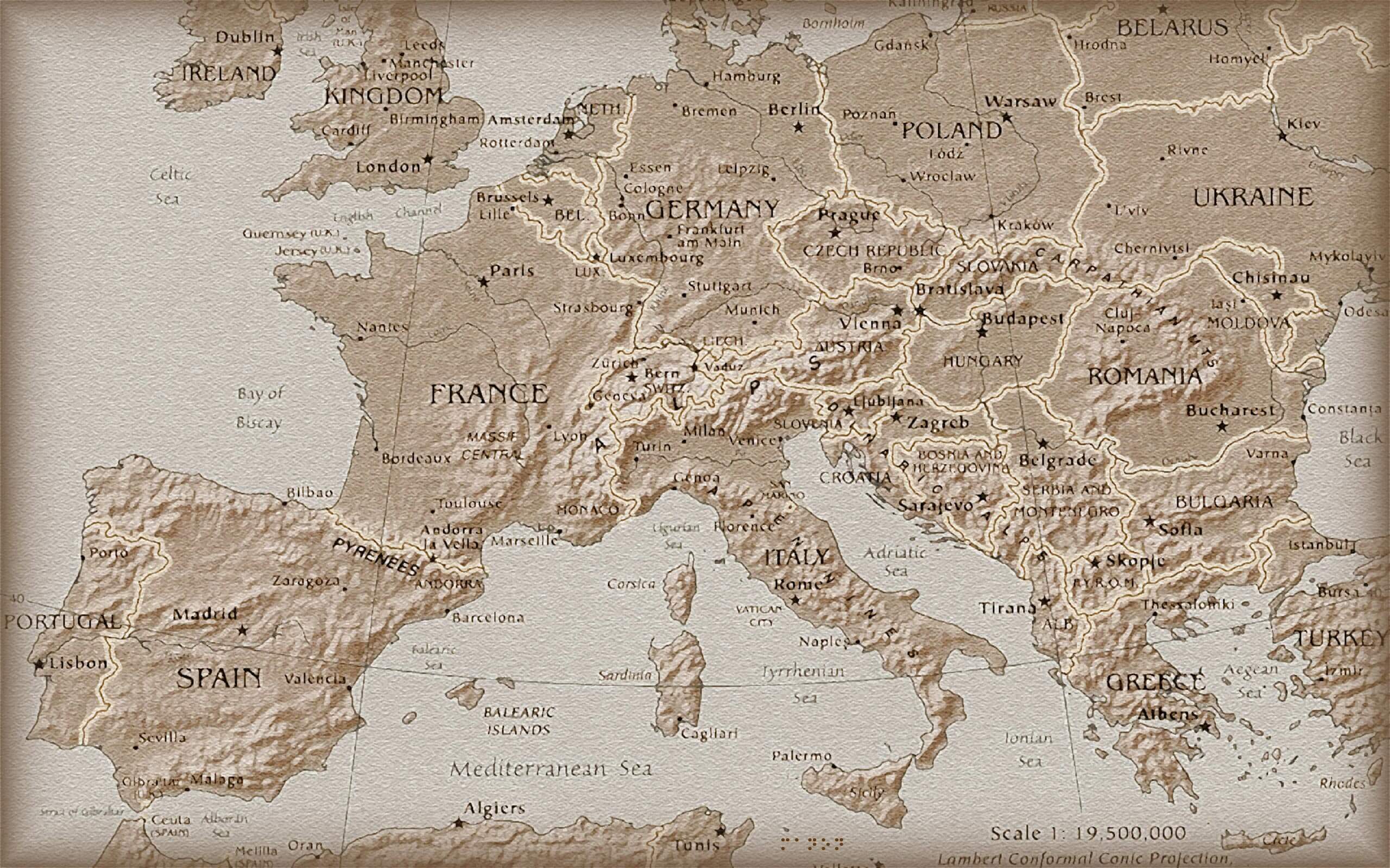 europe terrain carte