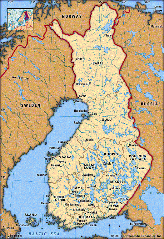 Finlande villes carte