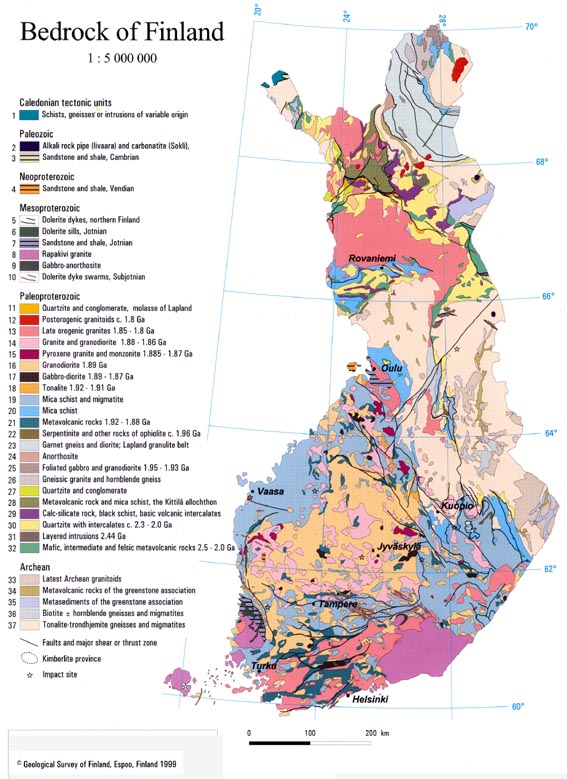 Finlande carte bedrock