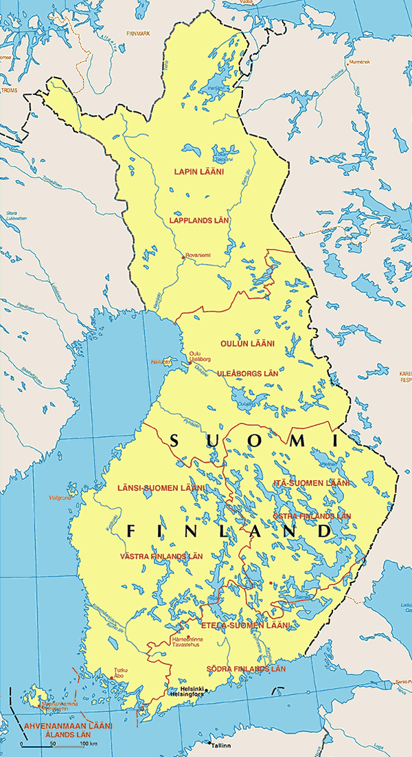 Finlande des lacs carte