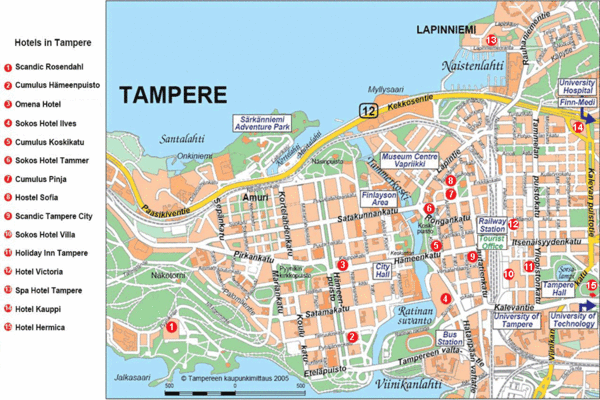 centre ville plan de Tampere