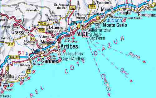 Antibes nice itineraire plan