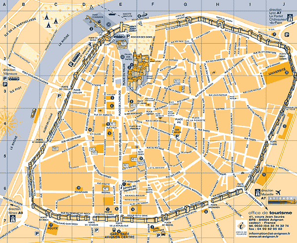Avignon ville centre plan