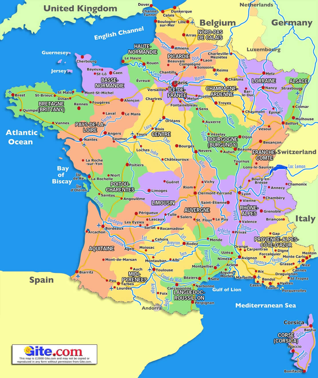 carte du france regions