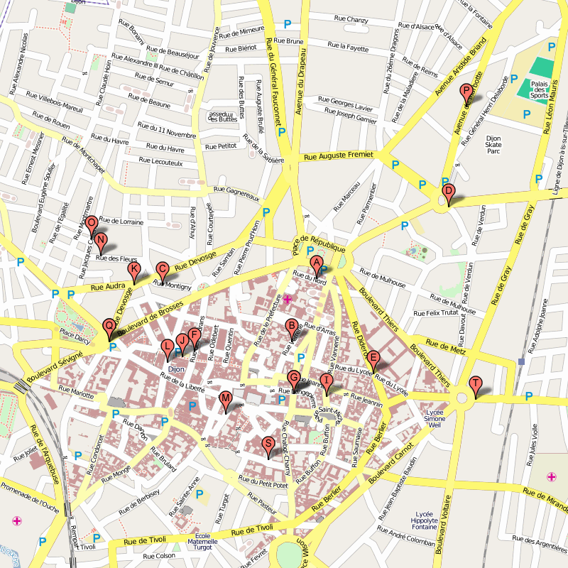 Dijon hotels plan