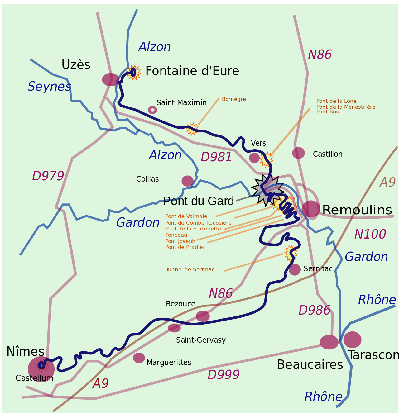 Nimes Aqueduct plan