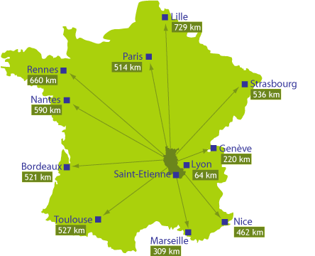 france lyon Saint Etienne plan