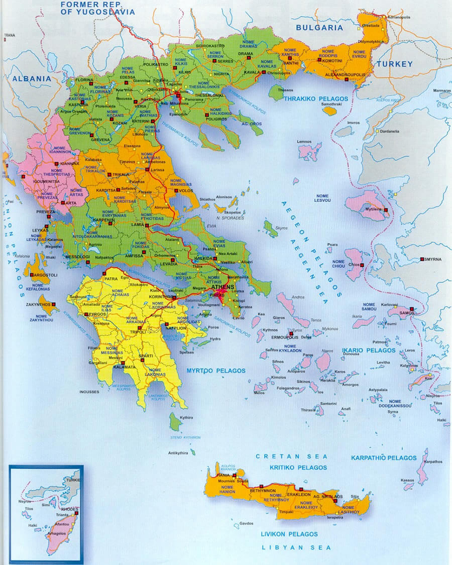 Grece Provinces Carte