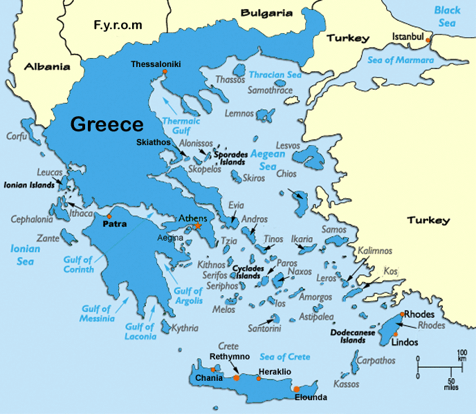 Grece Carte Egeen Mer