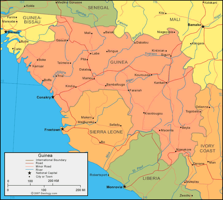 politique carte du guinee