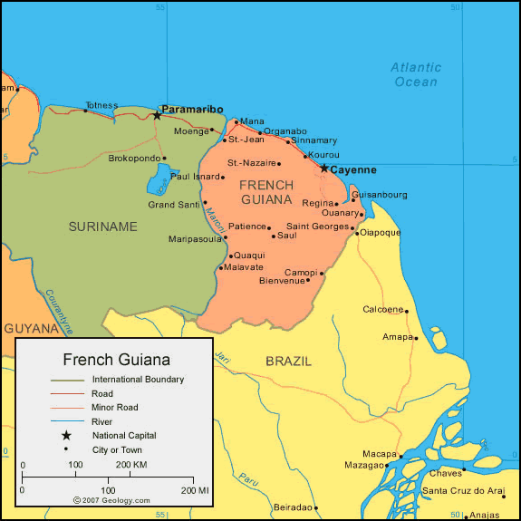 Guyane Fransaise politique carte
