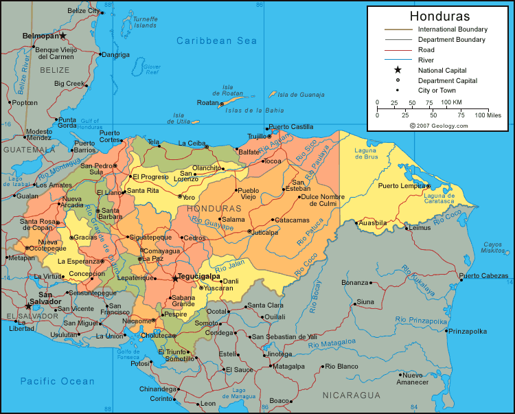carte du Honduras