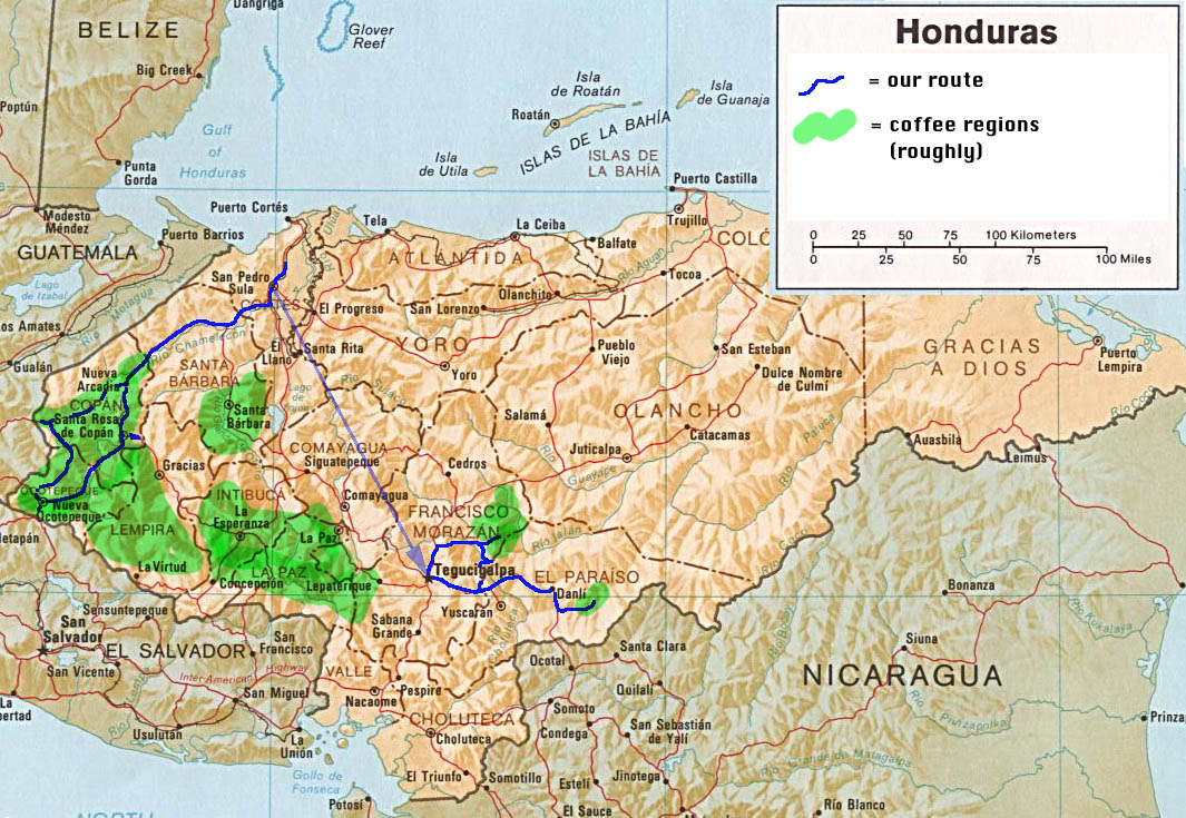 honduras carte coffee regions
