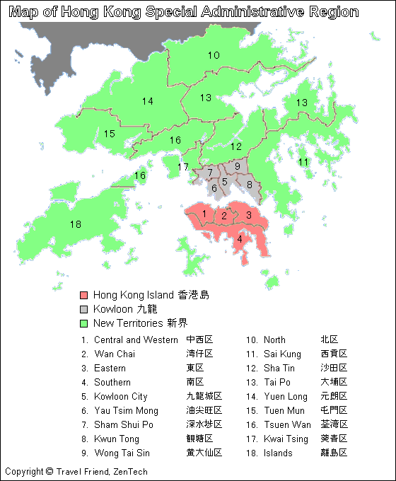 hong kong regions carte