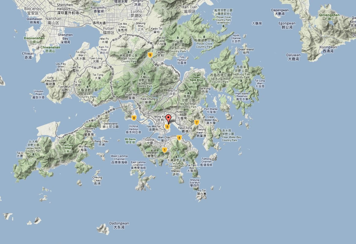 terrain carte du hong kong