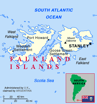 Iles Malouines carte Amerique du Sud
