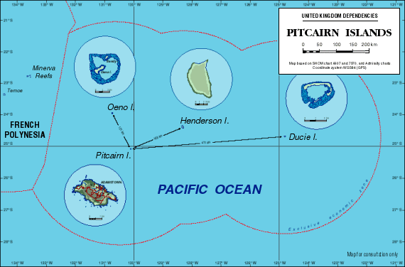 iles Pitcairn carte pacifique ocean