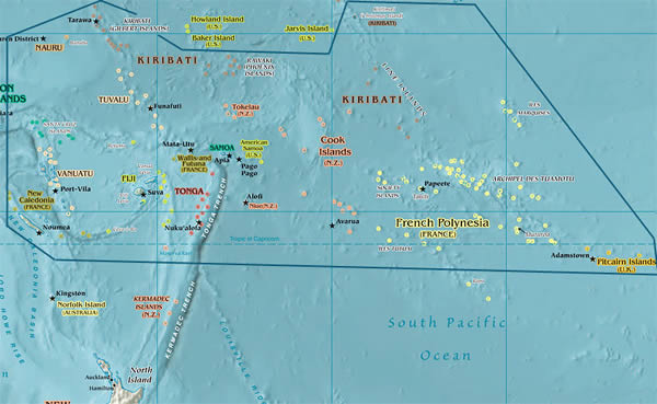 sud pacifique carte iles Pitcairn