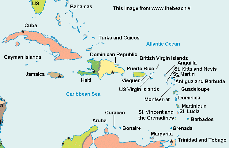 caraibes carte Iles Vierges des etats Unis