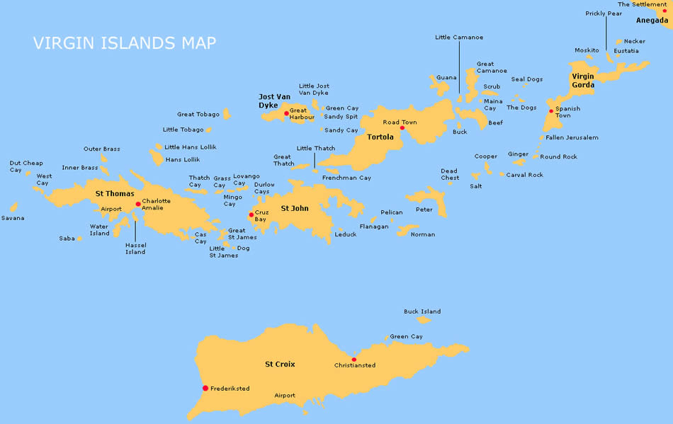 carte Iles Vierges des etats Unis