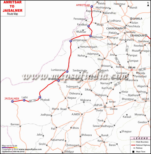 amritsar to jaisalmer itineraire plan