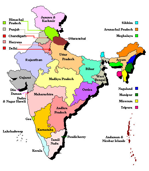 inde regions carte