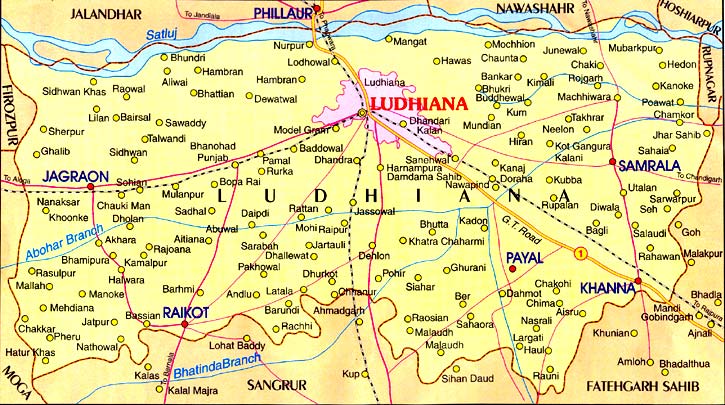 Ludhiana quartier map.