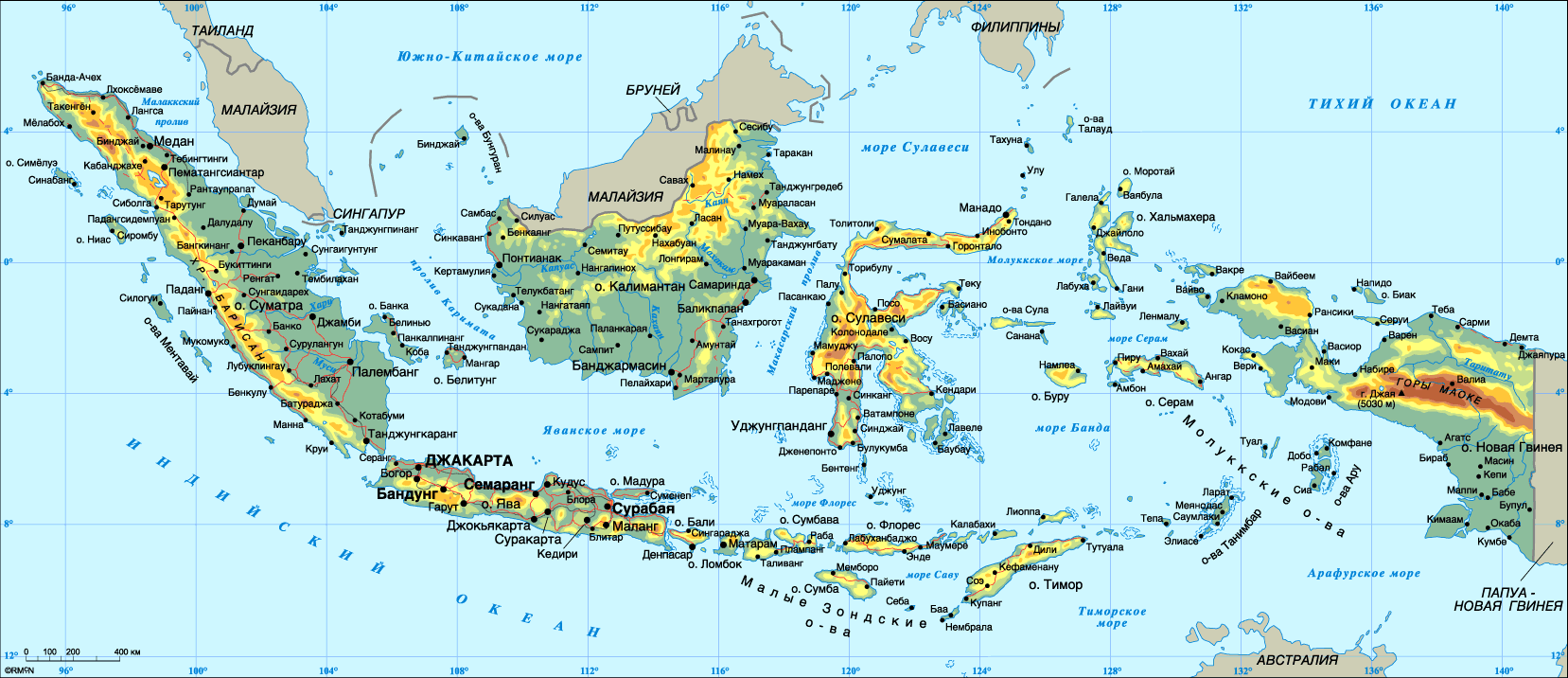 physique carte du indonesie