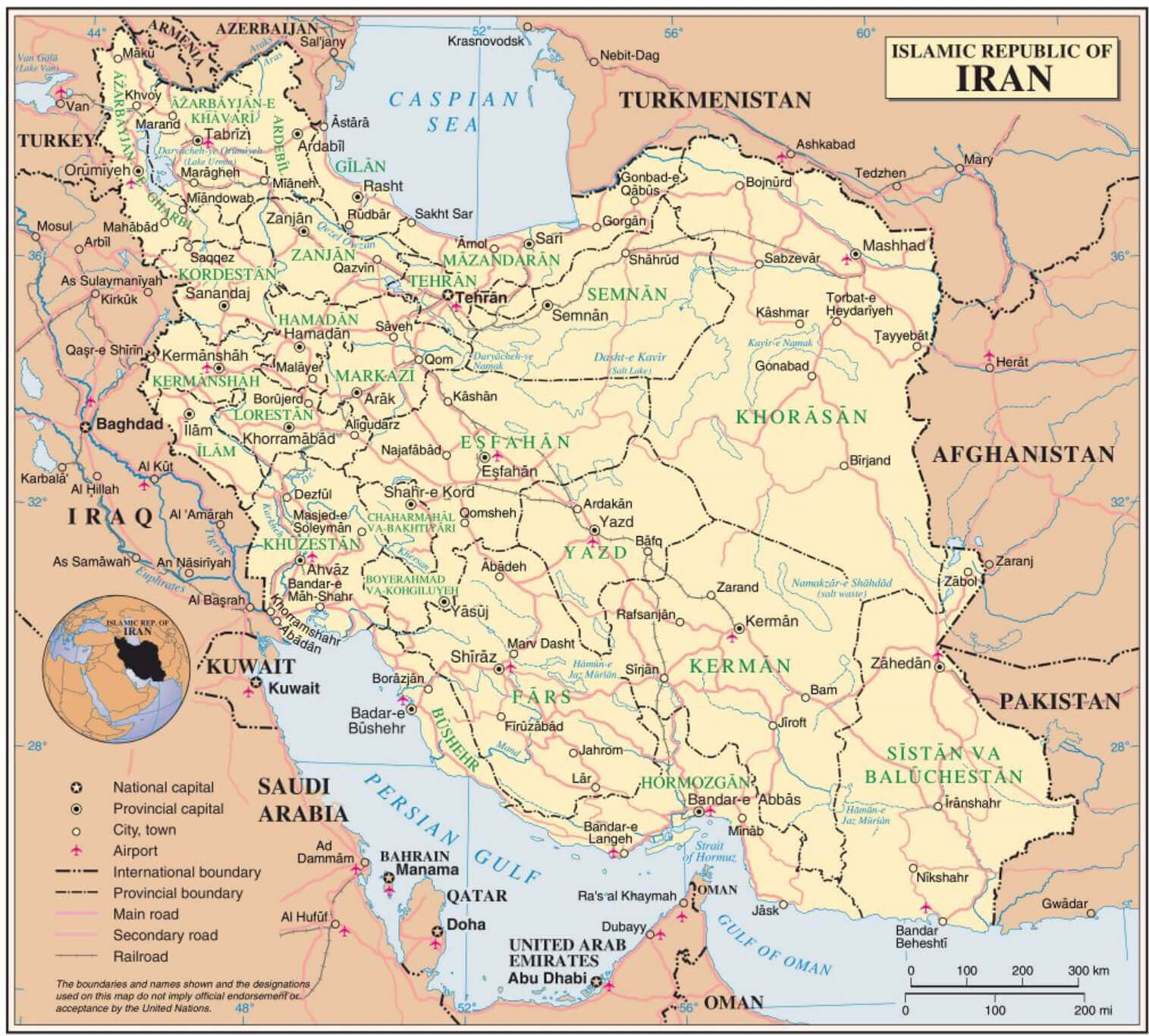 Carte détaillée nationale et provinciale de l’Iran