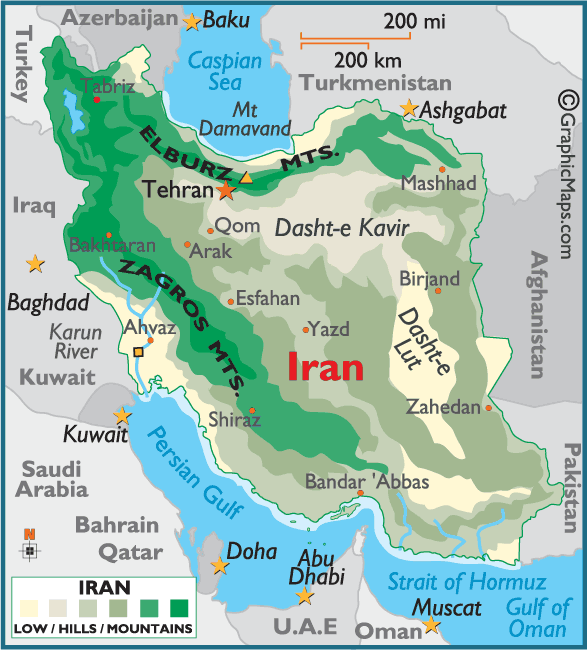 iran carte colorful