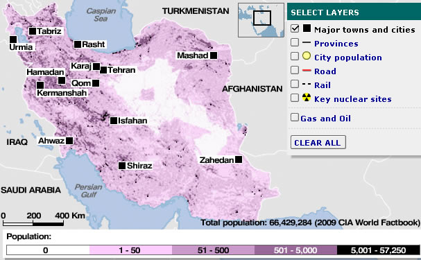 iran majeur les villes carte